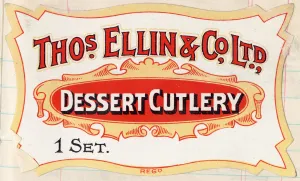 Dessert cutlery for Thomas Ellin and Co., cutlery manufacturer, Sylvester Works Dessert cutlery for Thomas Ellin and Co., cutlery manufacturer, Sylvester Works