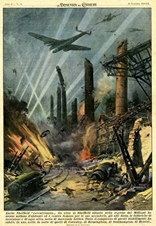 Extract from La Domenica del Corriere (Sunday Courier), 22 Dec 1940, illustrating the Sheffield blitz Extract from La Domenica del Corriere (Sunday Courier), 22 Dec 1940, illustrating the Sheffield blitz