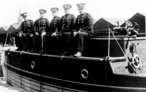 Firemen with the Fire Tender at the Canal Basin, 1940s Firemen with the Fire Tender at the Canal Basin, 1940s
