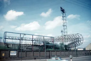 Football stand at Hillsborough football ground from Penistone Road North, 1961 Football stand at Hillsborough football ground from Penistone Road North, 1961