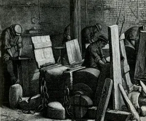 The Grinding Room from a drawing by A. Morrow, 1884 The Grinding Room from a drawing by A. Morrow, 1884