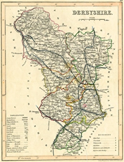 Map of Derbyshire with railways and proposed railways by J Archer, 1850 Map of Derbyshire with railways and proposed railways by J Archer, 1850