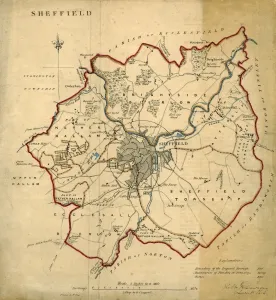 Sheffield Old Barracks Print, 1792-1854 Map