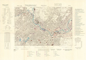 Ordnance Survey map of north east Sheffield copied by the Germans, and marked with bombing targets, c. 1940 Ordnance Survey map of north east Sheffield copied by the Germans, and marked with bombing targets, c. 1940
