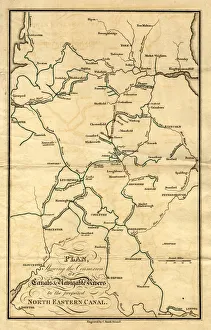 Plan showing the connexion of canals and navigable rivers by the proposed north-eastern Canal, 19th cent Plan showing the connexion of canals and navigable rivers by the proposed north-eastern Canal, 19th cent