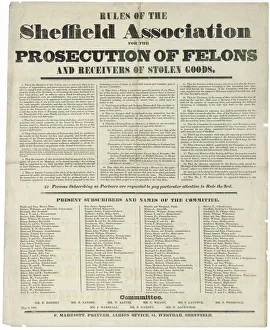 Rules of the Sheffield Association for the Prosecution of Felons and receivers of stolen goods, 1837 Rules of the Sheffield Association for the Prosecution of Felons and receivers of stolen goods, 1837
