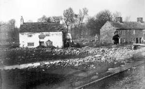 Sheffield Flood, Blue Ball Inn and destroyed houses, Bradfield Road, Hillsborough , , 1864 Sheffield Flood, Blue Ball Inn and destroyed houses, Bradfield Road, Hillsborough , , 1864