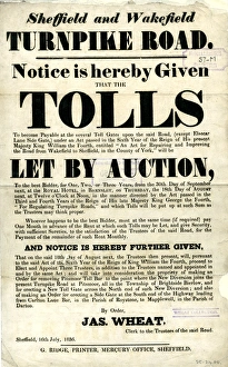 Sheffield and Wakefield Turpike Road - tolls to be let by auction, 1836 Sheffield and Wakefield Turpike Road - tolls to be let by auction, 1836