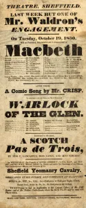 Theatre, Sheffield - Shakespeares tragedy of Macbeth, 1830 Theatre, Sheffield - Shakespeares tragedy of Macbeth, 1830
