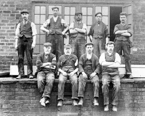 Workers at Sheffield Smelting Co. Ltd. , Sheffield, Yorkshire, late 19th cent Workers at Sheffield Smelting Co. Ltd. , Sheffield, Yorkshire, late 19th cent
