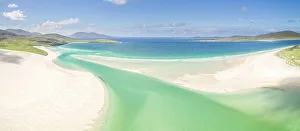 Aerial image of Luskentyre Beach on the Isle of Harris, Scotland, UK, August Aerial image of Luskentyre Beach on the Isle of Harris, Scotland, UK, August