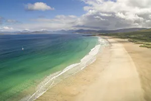 Aerial view of coastline and Traigh Scarasta beach, Isle of Harris, Outer Hebrides, Scotland, North Atlantic Ocean, UK Aerial view of coastline and Traigh Scarasta beach, Isle of Harris, Outer Hebrides, Scotland, North Atlantic Ocean, UK