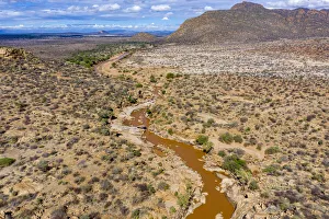 Aerial view of Ewaso Ngiro river and landscape, Shaba Game Reserve, Kenya. October 2019 Aerial view of Ewaso Ngiro river and landscape, Shaba Game Reserve, Kenya. October 2019