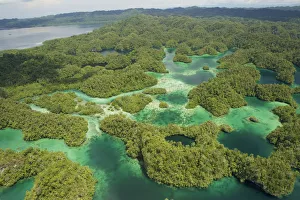 Aerial view of Hidden Bay in North West peninsula of Gam Island. Raja Ampat Islands Aerial view of Hidden Bay in North West peninsula of Gam Island. Raja Ampat Islands