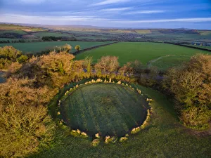 Aerial view of King's Men stone circle, part of Rollright Stones neolithic complex Aerial view of King's Men stone circle, part of Rollright Stones neolithic complex