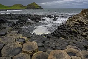 Atlantic Ocean Rock Formations Prints: Basalt hexagonal rocks at the Giant's Causeway