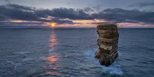 Western Europe Coastal Scenery Prints: Dun Briste sea stack at sunset