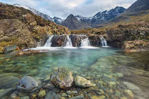 Fairy Pools with Black Cuillin mountains in background, Isle of Skye, Inner Hebrides, Scotland, UK Fairy Pools with Black Cuillin mountains in background, Isle of Skye, Inner Hebrides, Scotland, UK