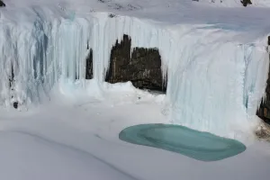 Frozen waterfall, Putoransky State Nature Reserve, Putorana Plateau, Siberia, Russia Frozen waterfall, Putoransky State Nature Reserve, Putorana Plateau, Siberia, Russia