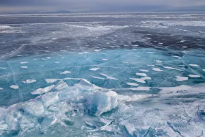 Ice with cracks on Lake Baikal, aerial shot. Photographed for The Freshwater Project extended Ice with cracks on Lake Baikal, aerial shot. Photographed for The Freshwater Project extended