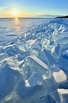 Ice pile of broken shelf ice, near the shore of Lake Baikal, Siberia, Russia, March Ice pile of broken shelf ice, near the shore of Lake Baikal, Siberia, Russia, March