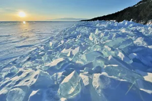 Ice pile of broken shelf ice, near the shore of Lake Baikal, Siberia, Russia, March Ice pile of broken shelf ice, near the shore of Lake Baikal, Siberia, Russia, March