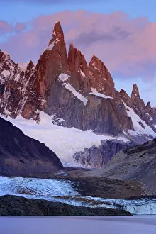 Laguna Torre and Grande glacier below Cerro Torre (3102 m) at dawn Laguna Torre and Grande glacier below Cerro Torre (3102 m) at dawn