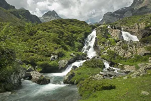Long exposure of waterfalls along the Cirque de Troumouse road, Pyrenees National Park Long exposure of waterfalls along the Cirque de Troumouse road, Pyrenees National Park
