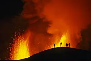 People watching the Fissure eruption of Chico volcano into 9km diameter caldera People watching the Fissure eruption of Chico volcano into 9km diameter caldera