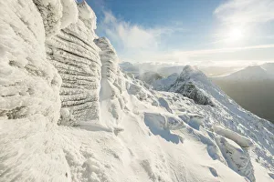 Rime ice forms on Torridonian Sandstone that forms An Teallach Rime ice forms on Torridonian Sandstone that forms An Teallach