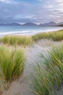 Sand dunes, marram grass (Ammophila arenaria) and beach at sunrise, Luskentyre, Isle of Harris Sand dunes, marram grass (Ammophila arenaria) and beach at sunrise, Luskentyre, Isle of Harris