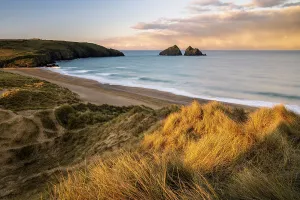 Sand dunes and warm early morning light at Holywell Bay Sand dunes and warm early morning light at Holywell Bay