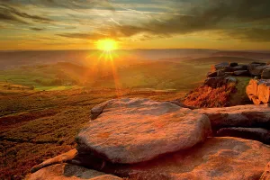 Scenic view from Higger Tor at sunset, Peak District NP, UK, September 2011 Scenic view from Higger Tor at sunset, Peak District NP, UK, September 2011