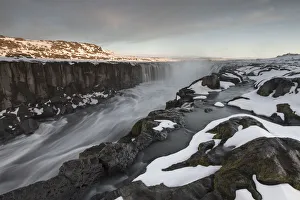 Selfoss waterfall in autumn with snow, north Iceland, September 2013 Selfoss waterfall in autumn with snow, north Iceland, September 2013