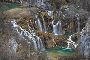Series of waterfalls known as Sastavci that cascade between mountain lakes Series of waterfalls known as Sastavci that cascade between mountain lakes