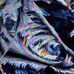 Sheet ice crystals viewed by polarised light Sheet ice crystals viewed by polarised light
