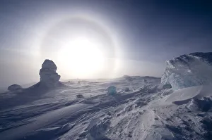 Sundog / Parhelion (circle of light around the sun) with large ice fumerole in Sundog / Parhelion (circle of light around the sun) with large ice fumerole in