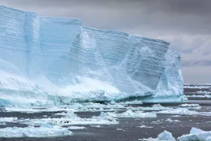 Tabular iceberg floating in Weddell Sea, iceberg broken away from Larson C ice shelf Tabular iceberg floating in Weddell Sea, iceberg broken away from Larson C ice shelf