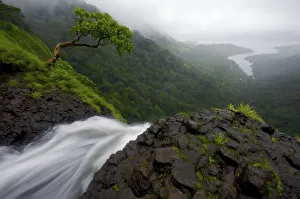 View from the top of the Ozarde waterfalls near Koyna Lake during the monsoon. Western Ghats View from the top of the Ozarde waterfalls near Koyna Lake during the monsoon. Western Ghats