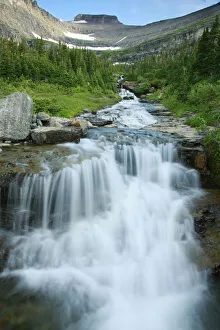 Water rushing down alpine stream, Logan Pass, Glacier National Park, Rocky Mountains Water rushing down alpine stream, Logan Pass, Glacier National Park, Rocky Mountains