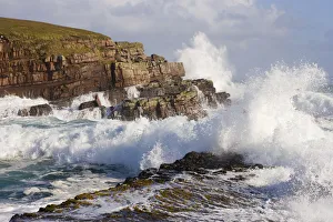 Waves crashing over rocks, coastline near Point of Stoer, Assynt, Sutherland, NW Scotland Waves crashing over rocks, coastline near Point of Stoer, Assynt, Sutherland, NW Scotland
