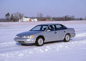Snowy Road Transport Prints: 1992 Ford Taurus