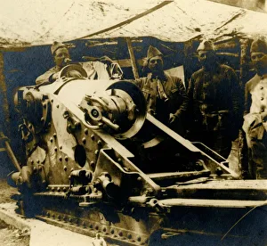 World War One Weapons Prints: 220 gun in its emplacement, c1914-c1918