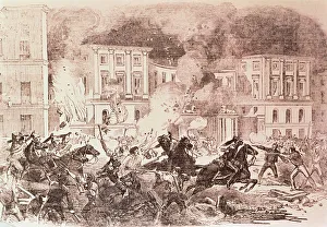 19th-Century Urban Battle Print