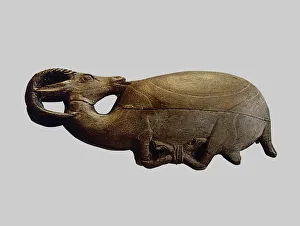Dark Stone Hippopotamus Sculpture Print