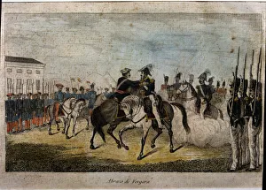 Abrazo de Vergara Military Print, Early 19th Century