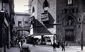 Urban Life Beside Historic Architecture Print