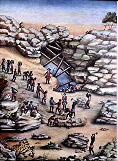 Colonial Era Mining Scene Print