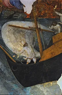 Renaissance Era Print Depicting Perilous Boat Voyage