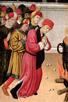 Medieval Scene Print: Noblemen Witness a Ritual